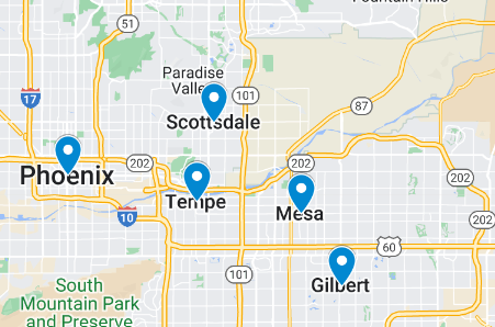 Sunny Side Cleaning service locations around the Phoenix metropolitan area