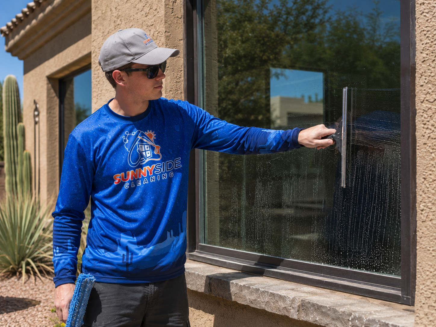 Professional exterior window cleaning at an Arizona home